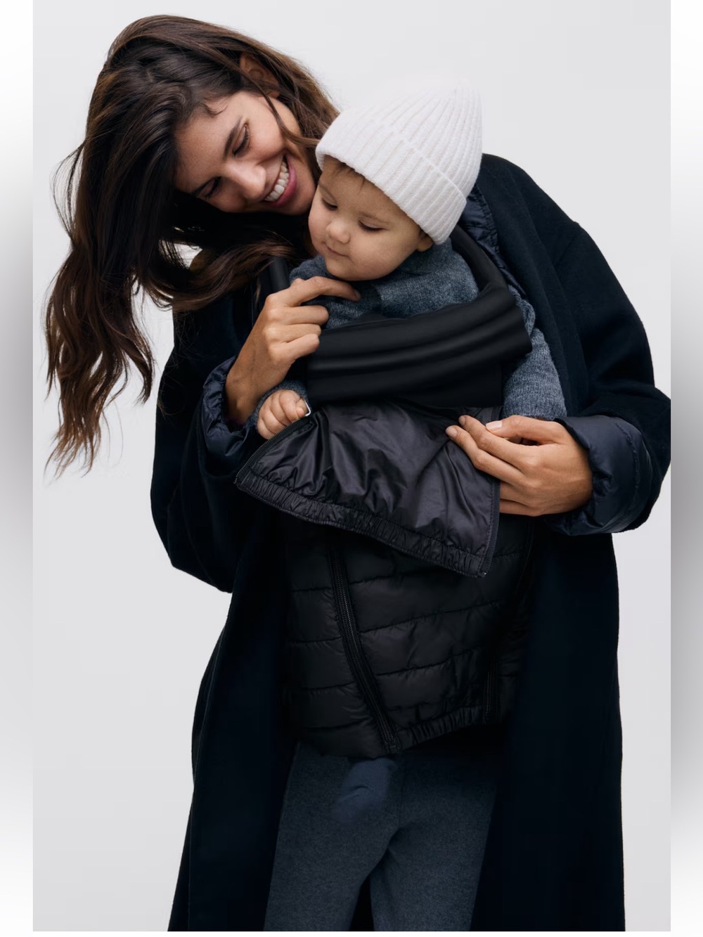 H&M baby wearing puffer jacket in black size small